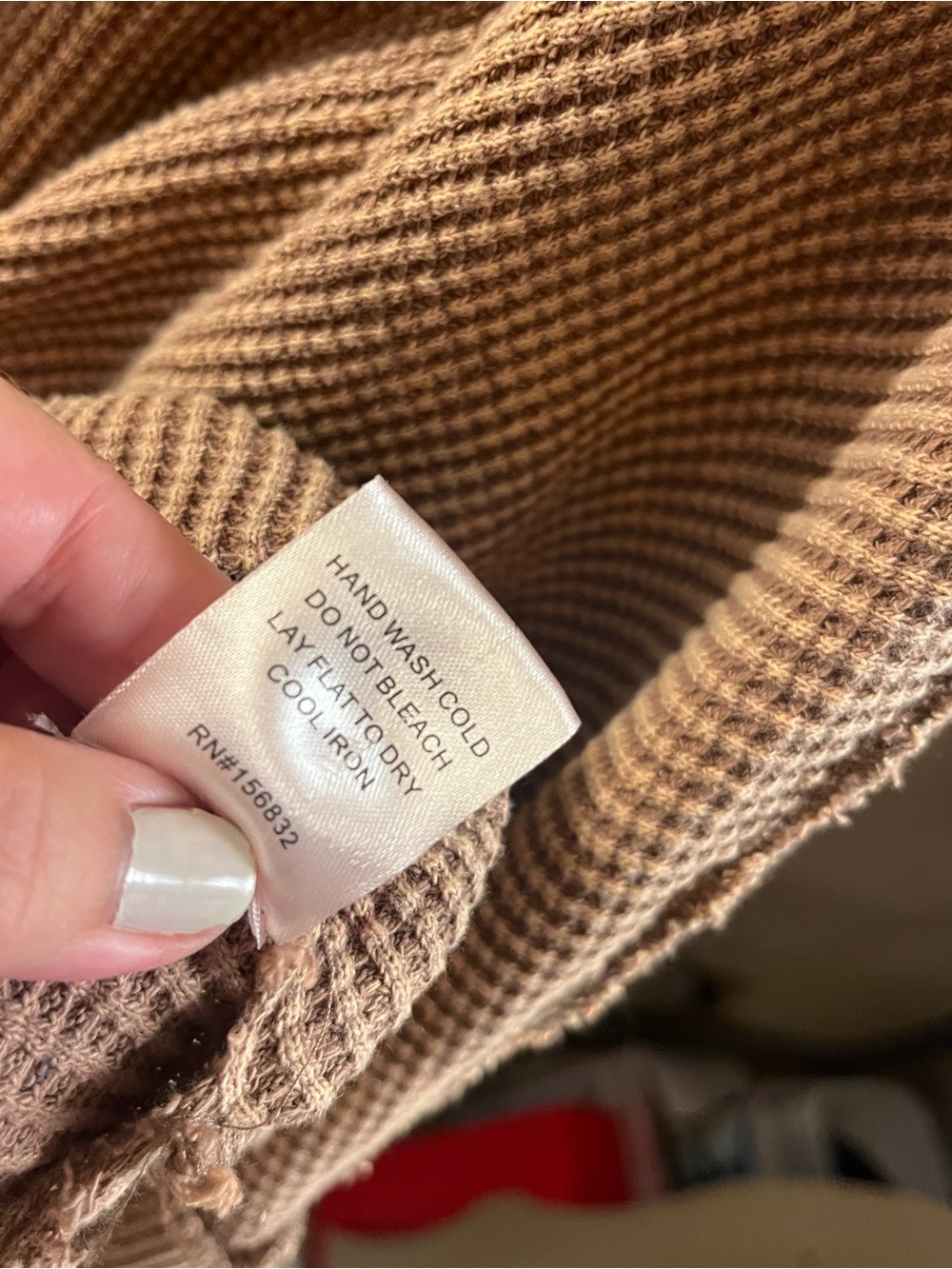 NWOT BiBi Cozy Waffle-Knit Hooded Sweater in Taupe - Picture 13 of 14